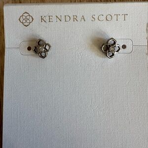 Kendra Scott Rue Silver & Crystal Flower Earrings